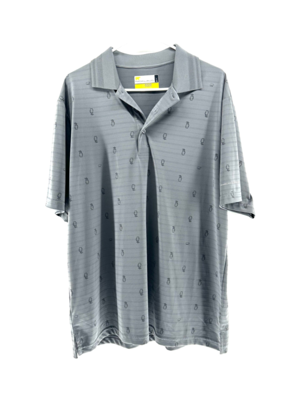 MENS L Gray NICKLAUS GOLF BAG Print POLO SS Shirt DRI-FIT Eco Choice Recycled